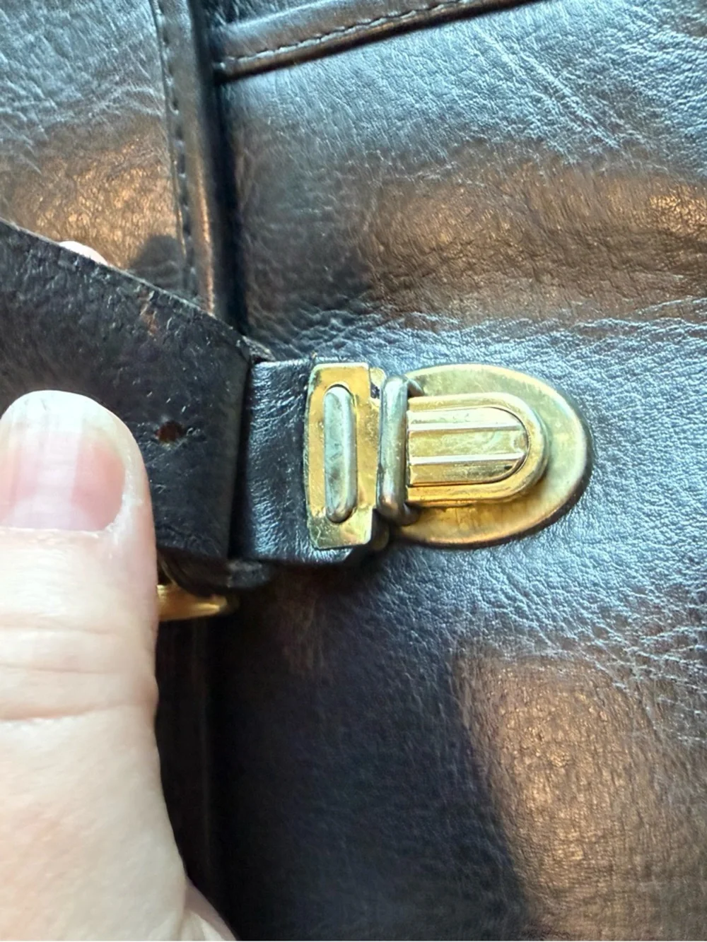 Men's Black Leather Briefcase with Shoulder Strap